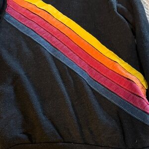 Aviator Nation Black Hoodie with Colorful Stripes